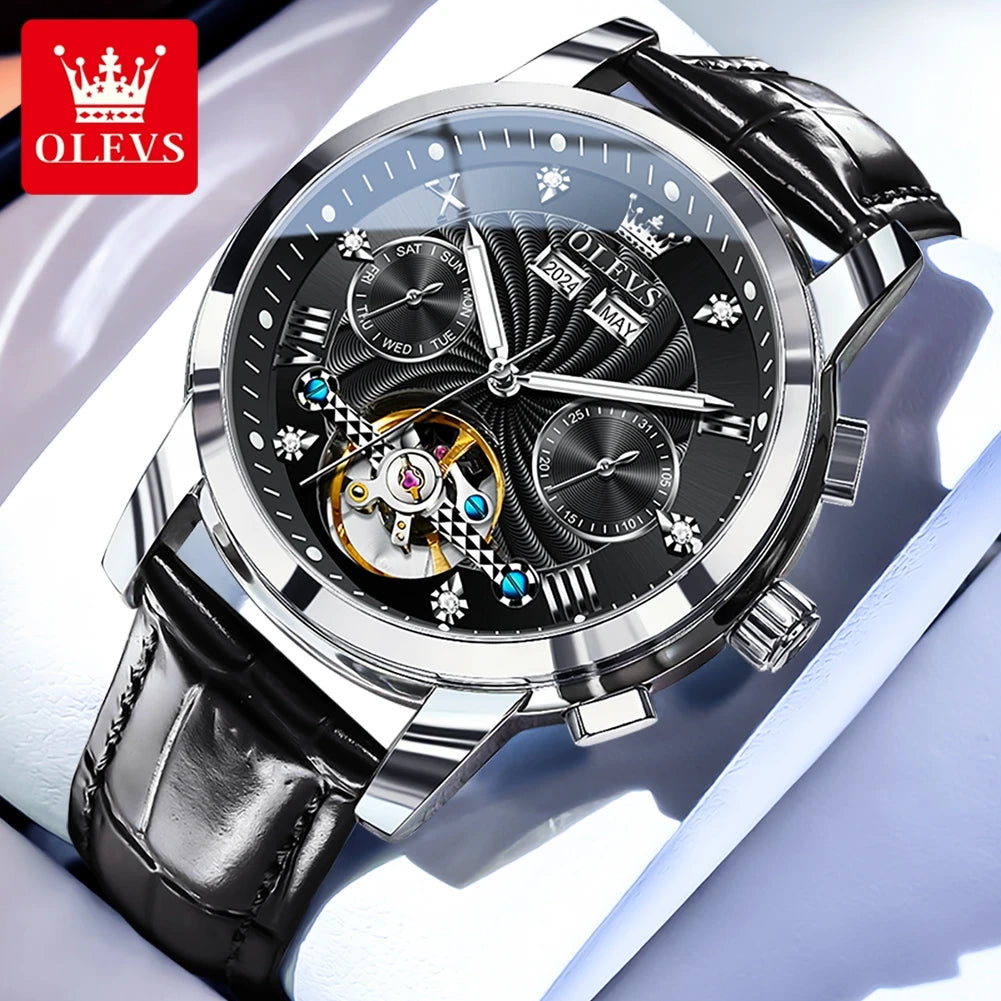 OLEVS 7088 Men Watch Luxury Brand Waterproof Skeleton Automatic Watch HD Fashion Business Men Mechanical Watch Reloj Hombre