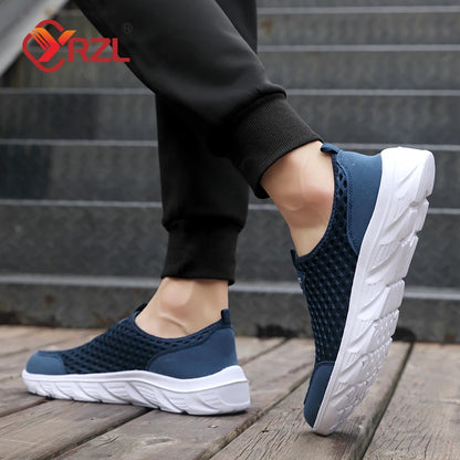 YRZL Lightweight Men's Casual Shoes, Breathable Slip-On Male Casual Sneakers, Anti-Slip Men's Flats, Outdoor Walking Shoes Size 39-46