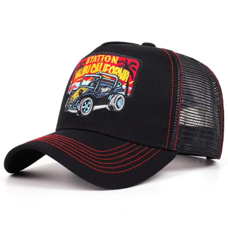 Trendi sas hímzésű baseball sapka férfiaknak és nőknek, nyári, lélegző hálós, snapback trucker sapka