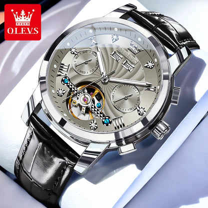 OLEVS 7088 Men Watch Luxury Brand Waterproof Skeleton Automatic Watch HD Fashion Business Men Mechanical Watch Reloj Hombre