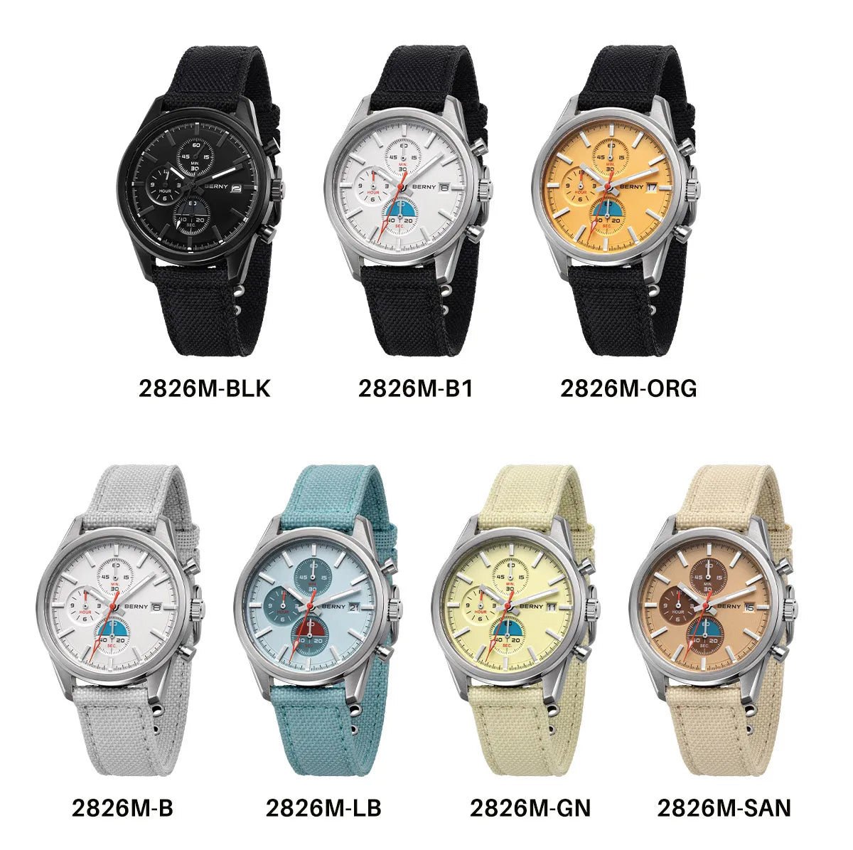 BERNY Chronograph Quartz Men Watch Luminous Miyota OS10 Top Luxury AR Coated Sapphire 5ATM Waterproof 2026 Sports Men’s Watches