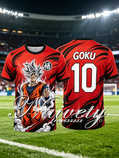 Summer Hot Dragon Ball Retro 3D Print Soccer Jersey Unisex Anime Goku Red Flame Graphic Sport T-shirt Training Short Sleeve Top