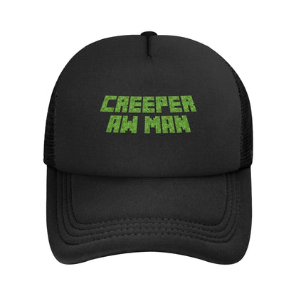 Adult Creepers Big Face Videogame  Trucker Cap Mesh Baseball Cap Polyester Hat Sun Hat Adjustable Racing Cap Summer