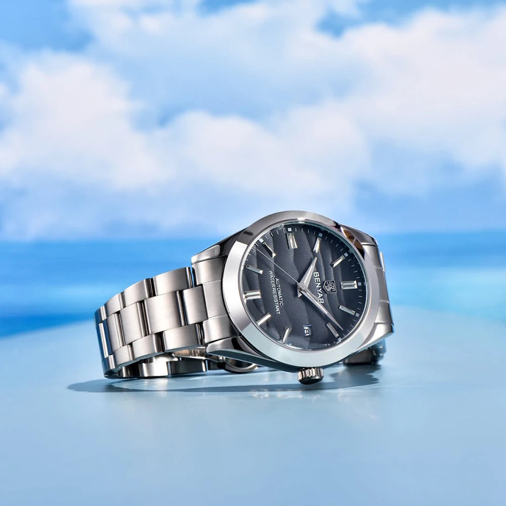 BENYAR best seller 40MM Luxury Mechanical Automatic Watch 316L Stainless Steel Waterproof Calendar Fashion SimpleWatches for Men