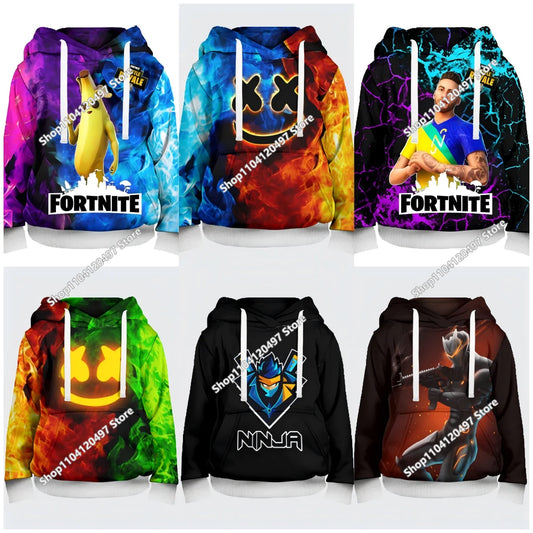 2025 uusi Fortnite 3D -painettu unisex-huppari, rento takki, pelioheistuote, cosplay, lastenvaatteet, lahjat