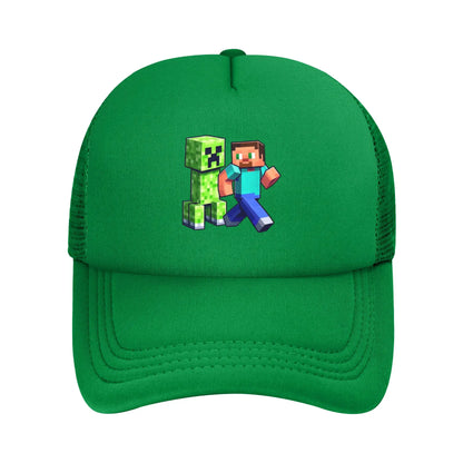 Adult Creepers Big Face Videogame  Trucker Cap Mesh Baseball Cap Polyester Hat Sun Hat Adjustable Racing Cap Summer