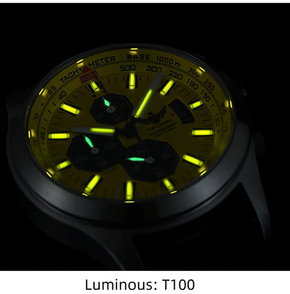 Zegarek kwarcowy męski YELANG V1029S 42mm, mechanizm Japan OS10, luminescencja T100, wodoodporność 100M, sportowy styl militarny, szafir