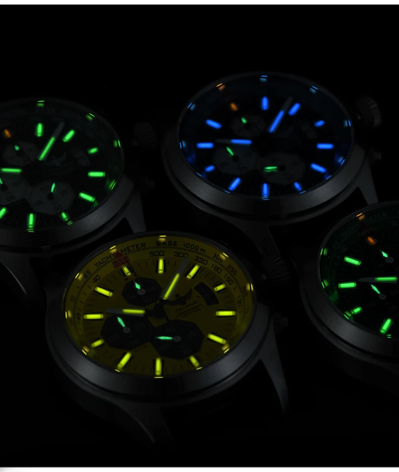 Zegarek kwarcowy męski YELANG V1029S 42mm, mechanizm Japan OS10, luminescencja T100, wodoodporność 100M, sportowy styl militarny, szafir