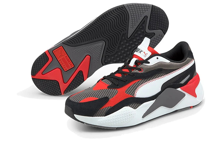 Baskets basses durables Puma Rs-X³ Twill Air Mesh, noir, blanc, rouge, 368845-02
