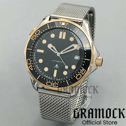 Gramock New 007 NTTD Wristwatch 41mm Men Mechanical Watch Automatic Watch Domed Sapphire Glass Luminous Diving Steel NH35/PT5000
