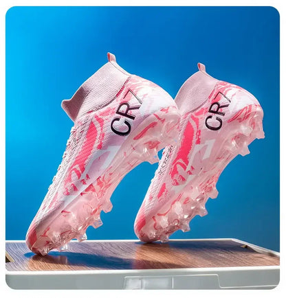 Unisex Teen Low Top Football Shoes Lightweight Elastic Sole Anti Slip Short Spikes Lawn Field Match Training Sneakers
