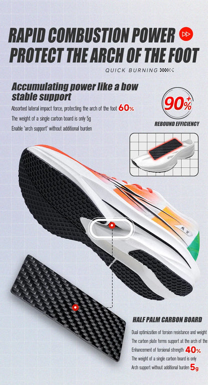 IRUNSVAN Co branded fast burning 1.0 carbon plate running shoes for men's marathon training shock-absorbing and breathable