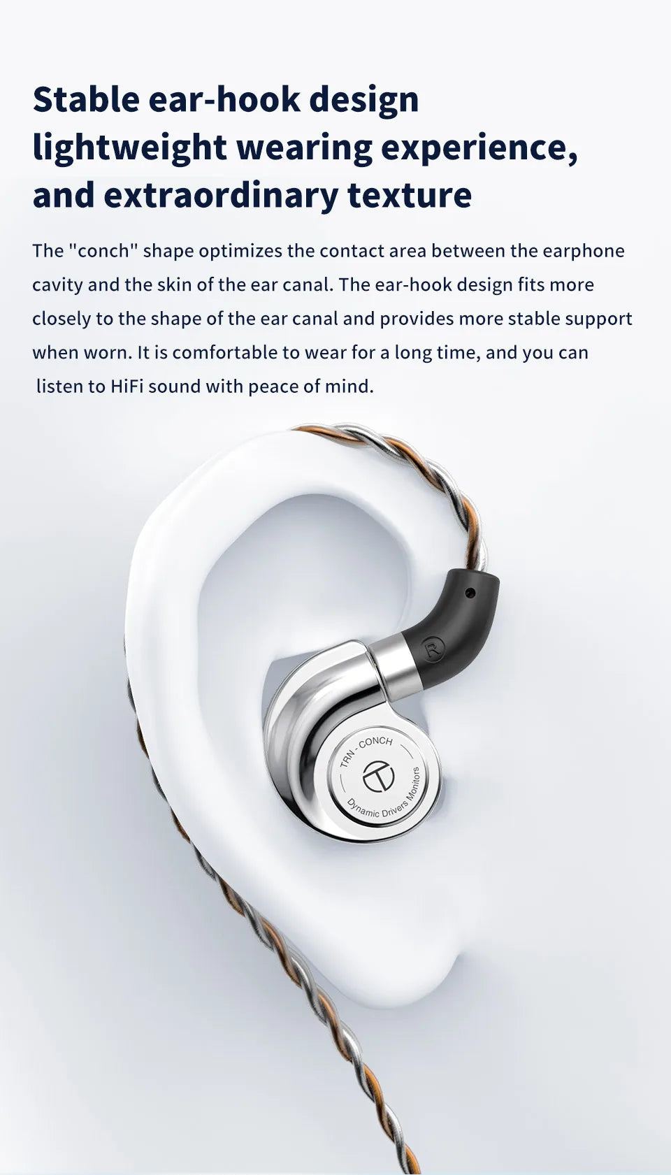 Monitores In-Ear TRN Conch Lucky Bag – Auriculares HiFi com Fio, Dinâmicos de Diamante DLC, com Filtros de Bocal de Afinação para Xiaomi