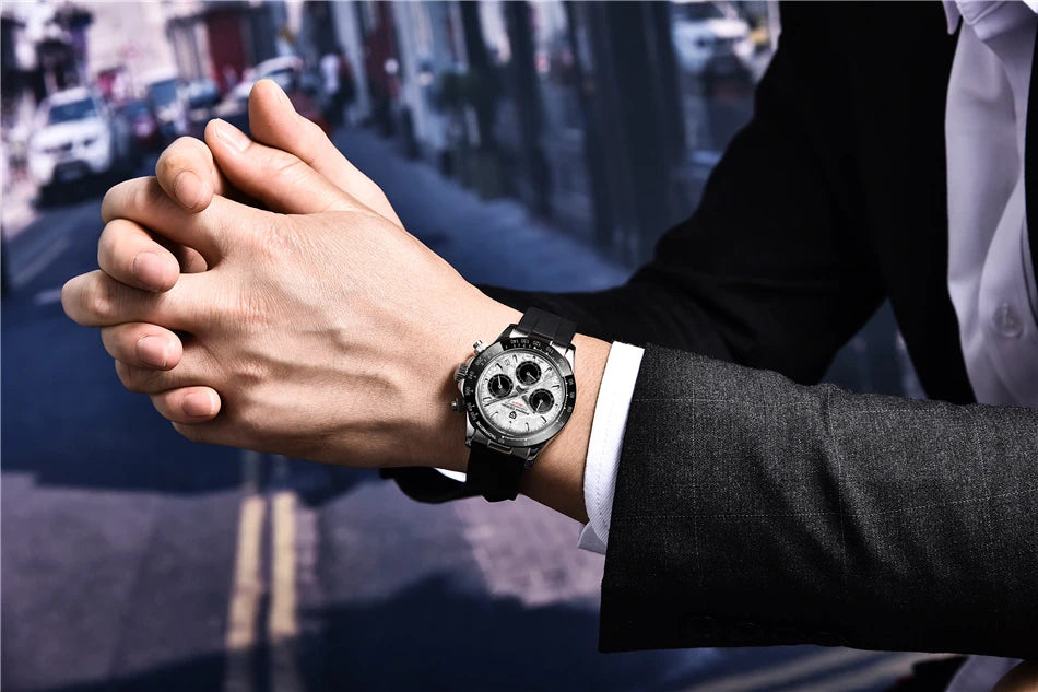 PAGANI DESIGN V2 40MM Reloj de cuarzo para hombre con esfera de meteorito, cristal de zafiro, cronógrafo retro y resistente al agua