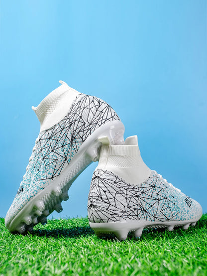 AG/FG Athletic Soccer Cleats PU Fabric Comfort Upper TPU Anti-Slip Long Studs Sole Reliable Quality Adult Kids Training Shoes