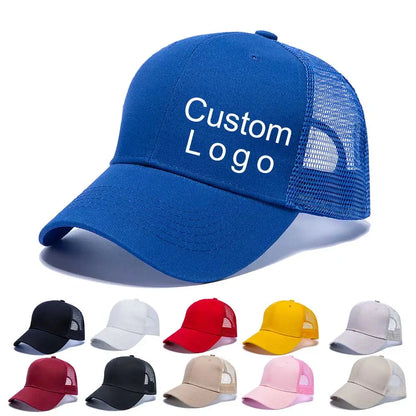 Gorras de béisbol al por mayor para hombre, gorras casuales, gorras de malla para mujer, gorras unisex con logotipo personalizado, gorras bordadas