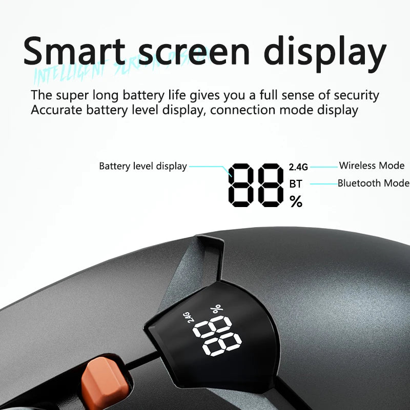 Warvank SX01 trådlös gamingmus med smart skärm, DPI-justering i 6 steg, 600mAh uppladdningsbar tyst Bluetooth-mus för kontor