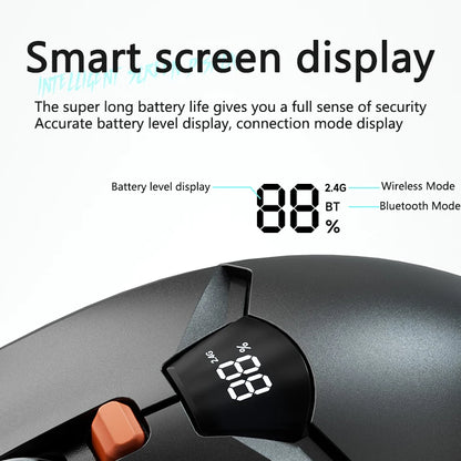 Warvank SX01 trådlös gamingmus med smart skärm, DPI-justering i 6 steg, 600mAh uppladdningsbar tyst Bluetooth-mus för kontor