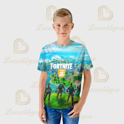 Fortnite 3D spausdintas didelių dydžių gobtuvas, marškinėliai vaikams, madingas gatvės stiliaus laisvalaikio gobtuvas-striukė
