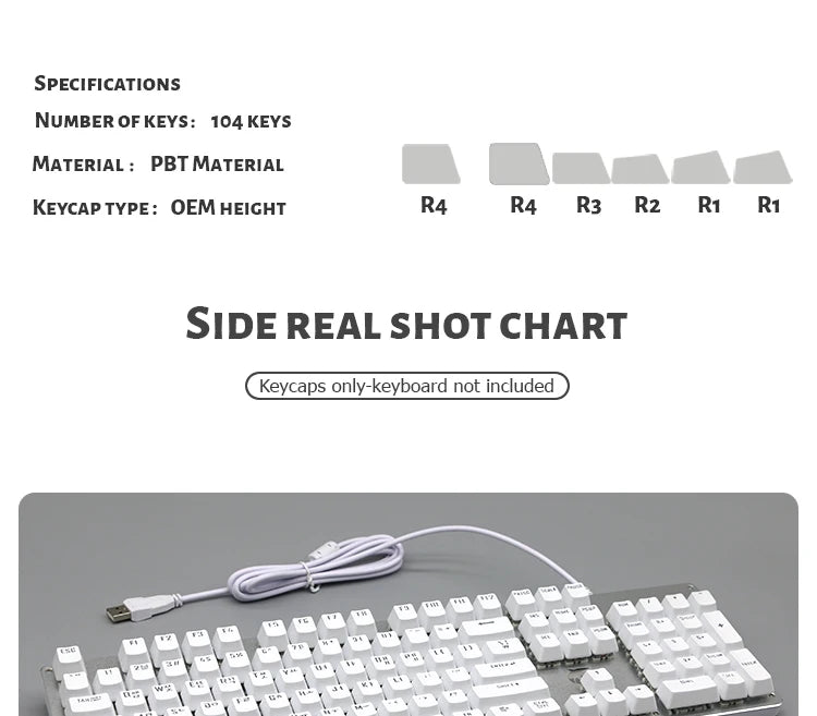 104 teclas retroiluminadas coreanas, francesas, rusas, españolas y alemanas para teclado mecánico con interruptores MX, perfil OEM, teclas ABS DIY