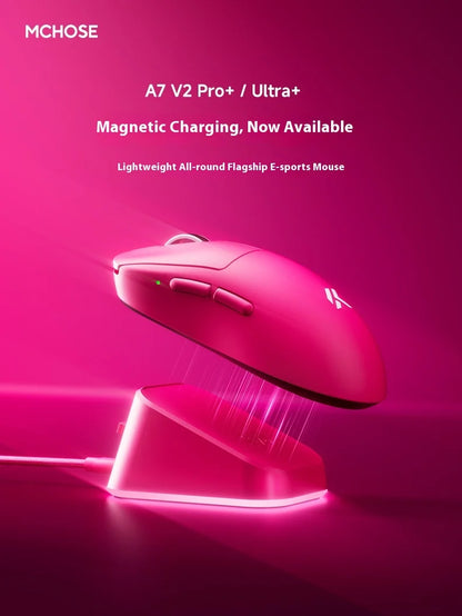 MCHOSE A7 V2 Ultra+ Wireless Mouse Tri-Mode Lightweight Paw3950 Ti 42000dpi 500mah Pc Esports Laptop Gaming Mice Accessories