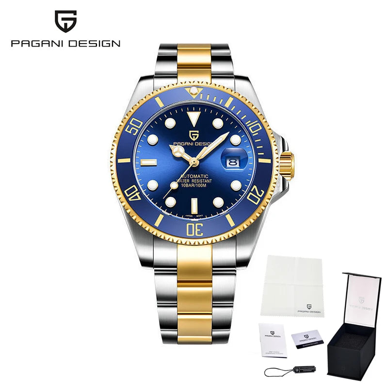 New PAGANI DESIGN Diving Automatic Mechanical Watch Luxury Sports Waterproof Watch Stainless Steel Sapphire Luminous Watch for Men