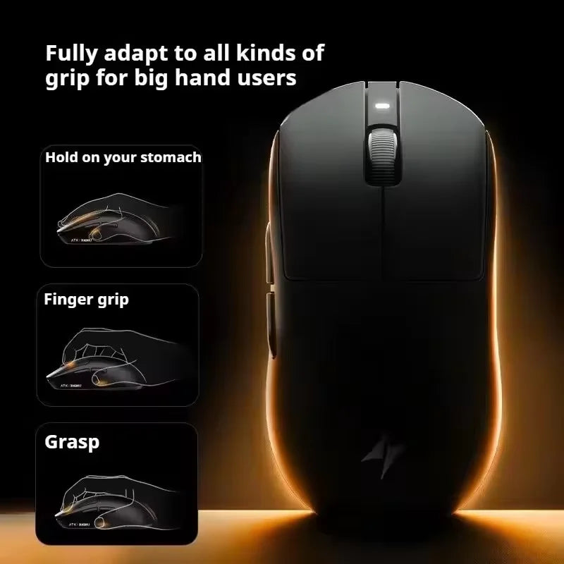 ATK A9 belaidė žaidimų pelė su NearLink technologija, ergonomiška PAW3395, trijų režimų Bluetooth, mažos delsos e. sporto pelė PC