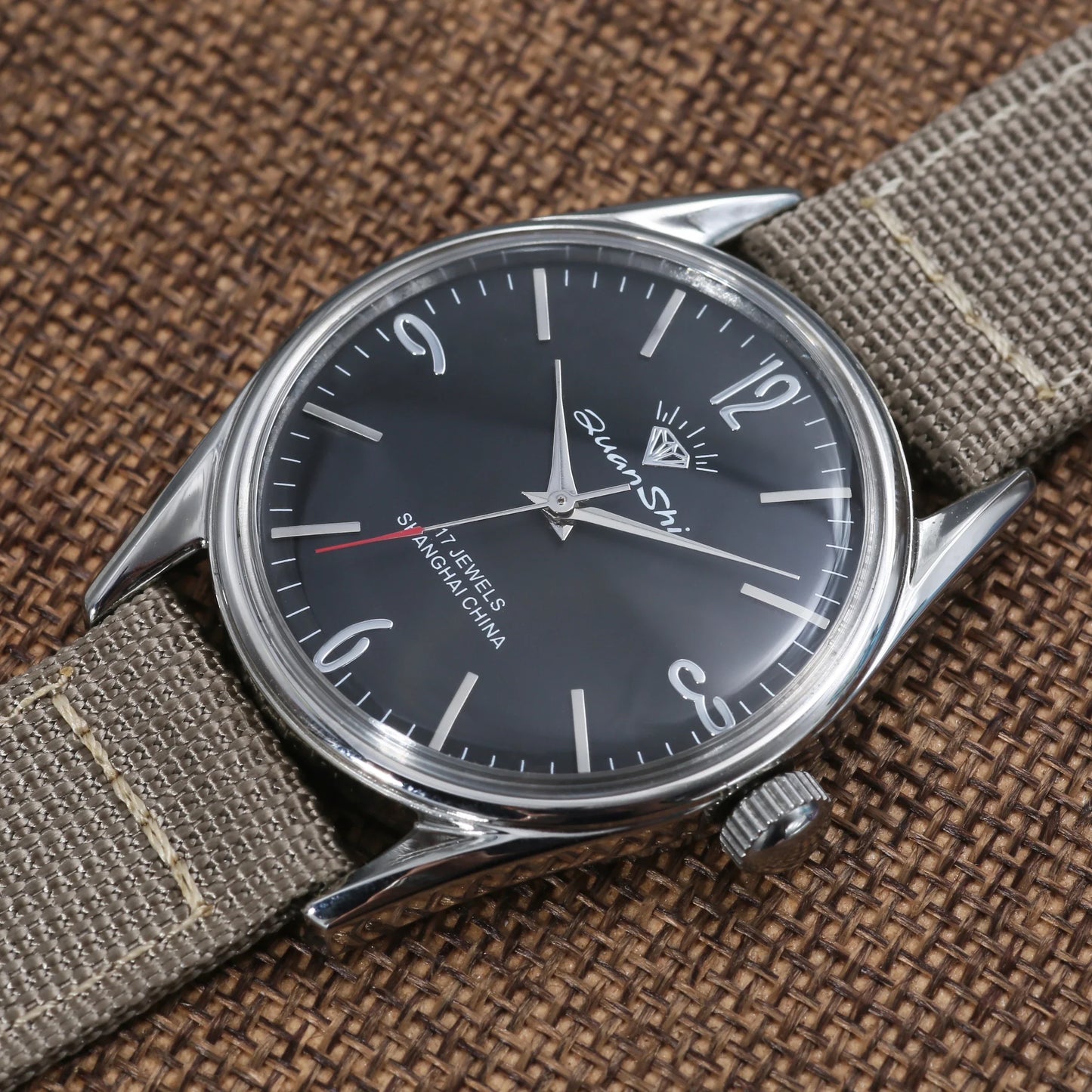 Shanghai Diamond Mechanical Watch Men's Manual Winding Watch 7120 Movement 38MM Stainless Steel Waterproof Men's Gift