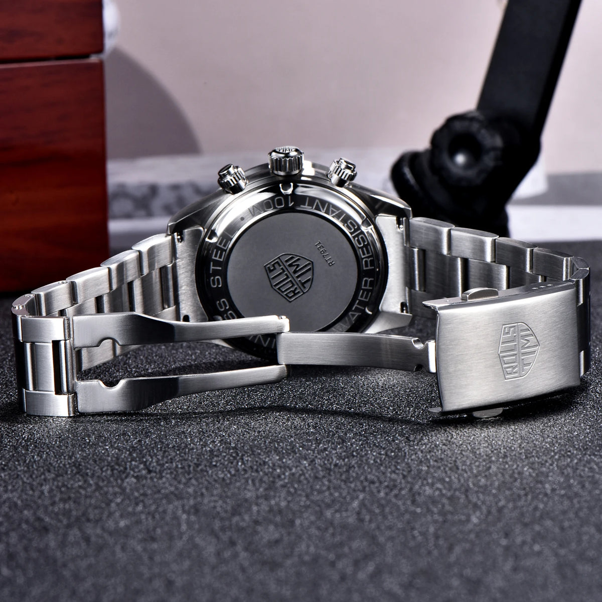 Pánské hodinky Rolls Timi Panda – křemenný chronograf, luxusní model, safírové sklo s antireflexní úpravou, vodotěsné, sportovní styl