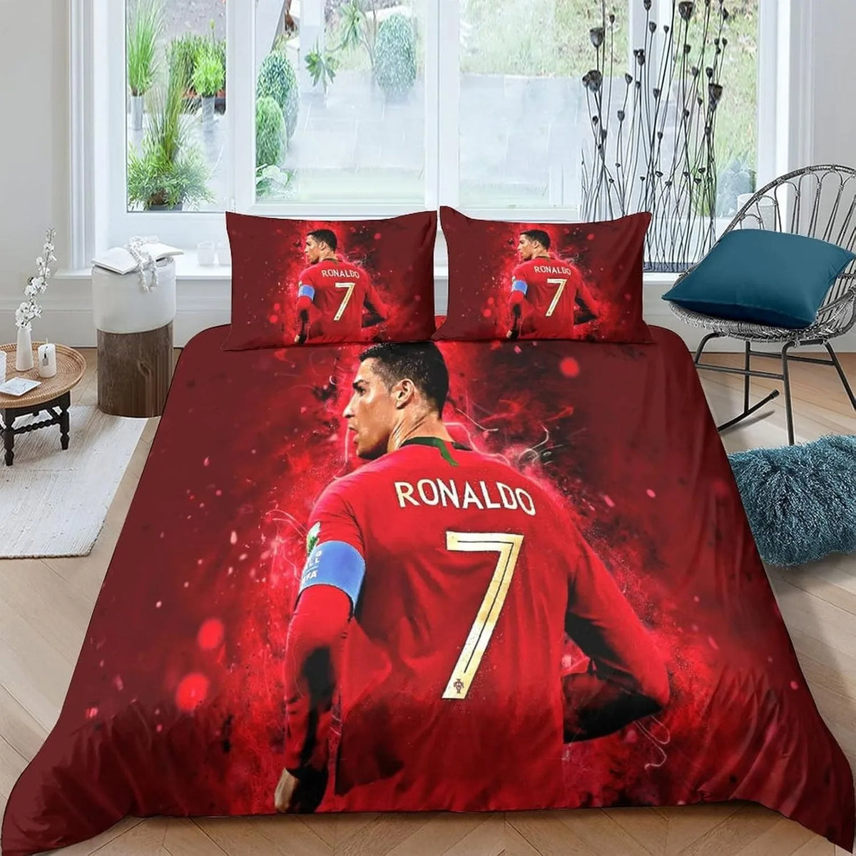 Fotbalový povlak na peřinu Ronaldo CR7, ložní souprava pro dospělé, chlapce i dívky, dekorace do ložnice, dárek pro děti, jednolůžková, dvojlůžková, velká velikost