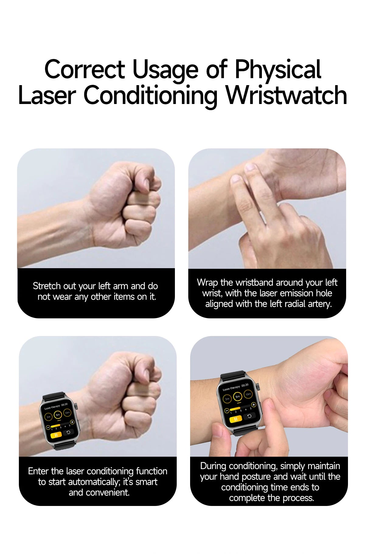 2026 New 650nm Laser Therapy Blood Fat Uric Acid Blood Pressure Smart Watch ECG+PPG Precise Health Monitor Smartwatches For Men