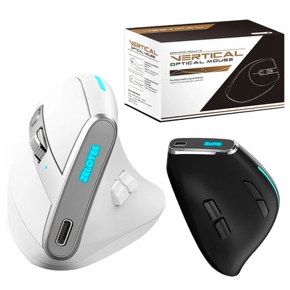 F-36 ergonomikus vertikális egér 2.4G+BT1+BT2 vezeték nélküli, jobb- és balkezes számítógépes gaming egér, optikai USB egér számítógéphez és laptophoz