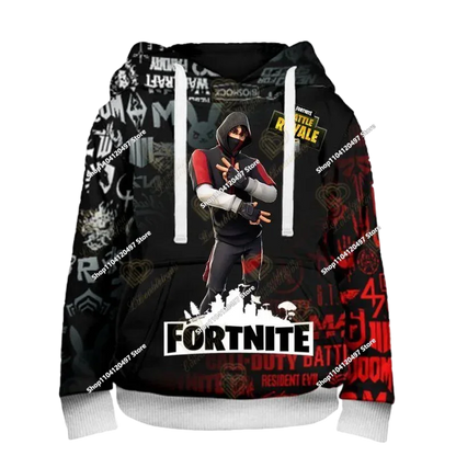 2025 uusi Fortnite 3D -painettu unisex-huppari, rento takki, pelioheistuote, cosplay, lastenvaatteet, lahjat