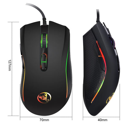 HXSJ USB Computer Keyboard and Mouse Kit with 61-Key Wired RGB Backlight Wired Gaming Mouse Colorful LED Lighting for PC Laptop