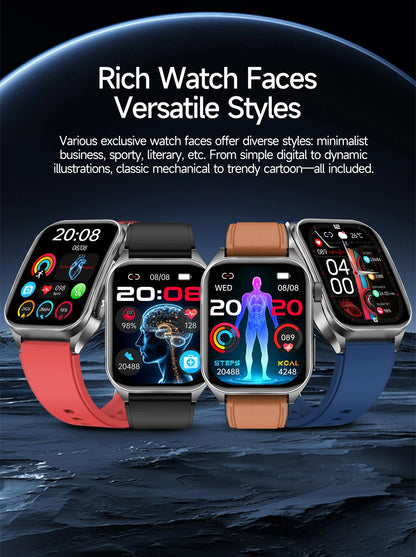2026 New 650nm Laser Therapy Blood Fat Uric Acid Blood Pressure Smart Watch ECG+PPG Precise Health Monitor Smartwatches For Men
