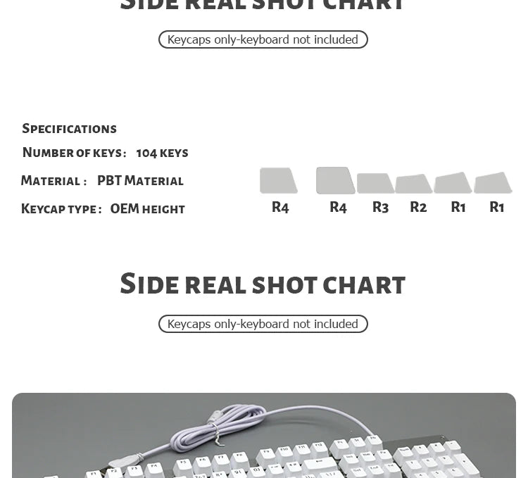 104 teclas retroiluminadas coreanas, francesas, rusas, españolas y alemanas para teclado mecánico con interruptores MX, perfil OEM, teclas ABS DIY
