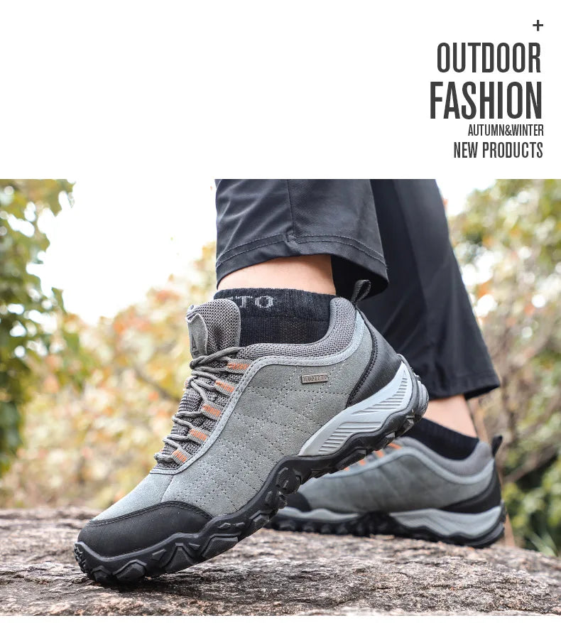 HUMTTO Sapatilhas de Caminhada para Homem, Designer de Luxo, Inverno, Escalada e Trekking, para Homem, em Pele, Outdoor, Desporto e Trabalho, 110282A