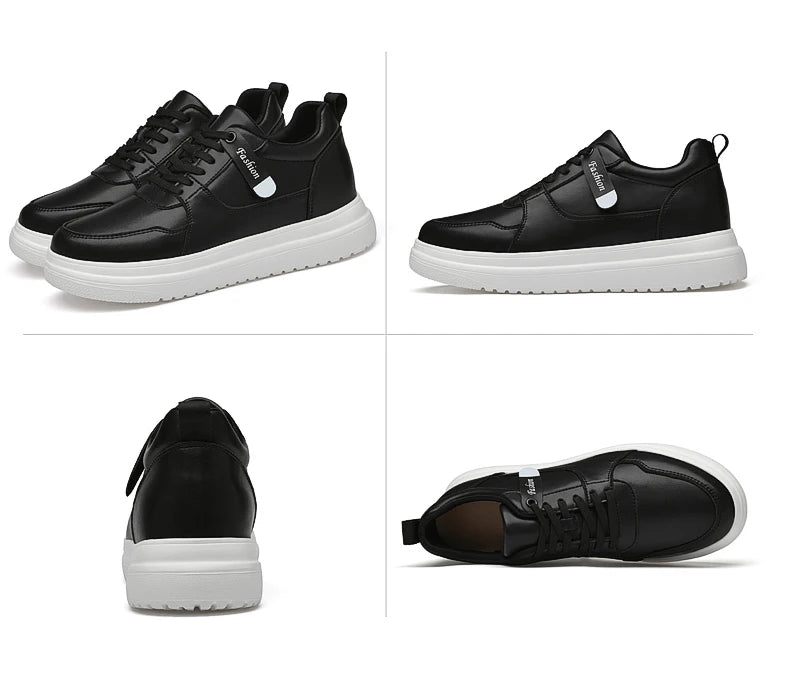 Adidași pentru bărbați cu talpă înălțătoare, pantofi cu talpă înălțătoare, talpă interioară pentru creșterea înălțimii cu 7-8 cm, pantofi cu toc înalt, pantofi sport din piele naturală