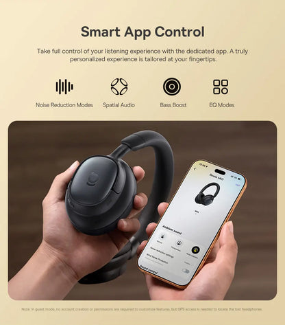 Baseus Bowie MH1 Bluetooth Headphones 48dB Noise Cancellation Hi-res LDAC Over Ear Headset Audio Wireless Earphone Earbuds