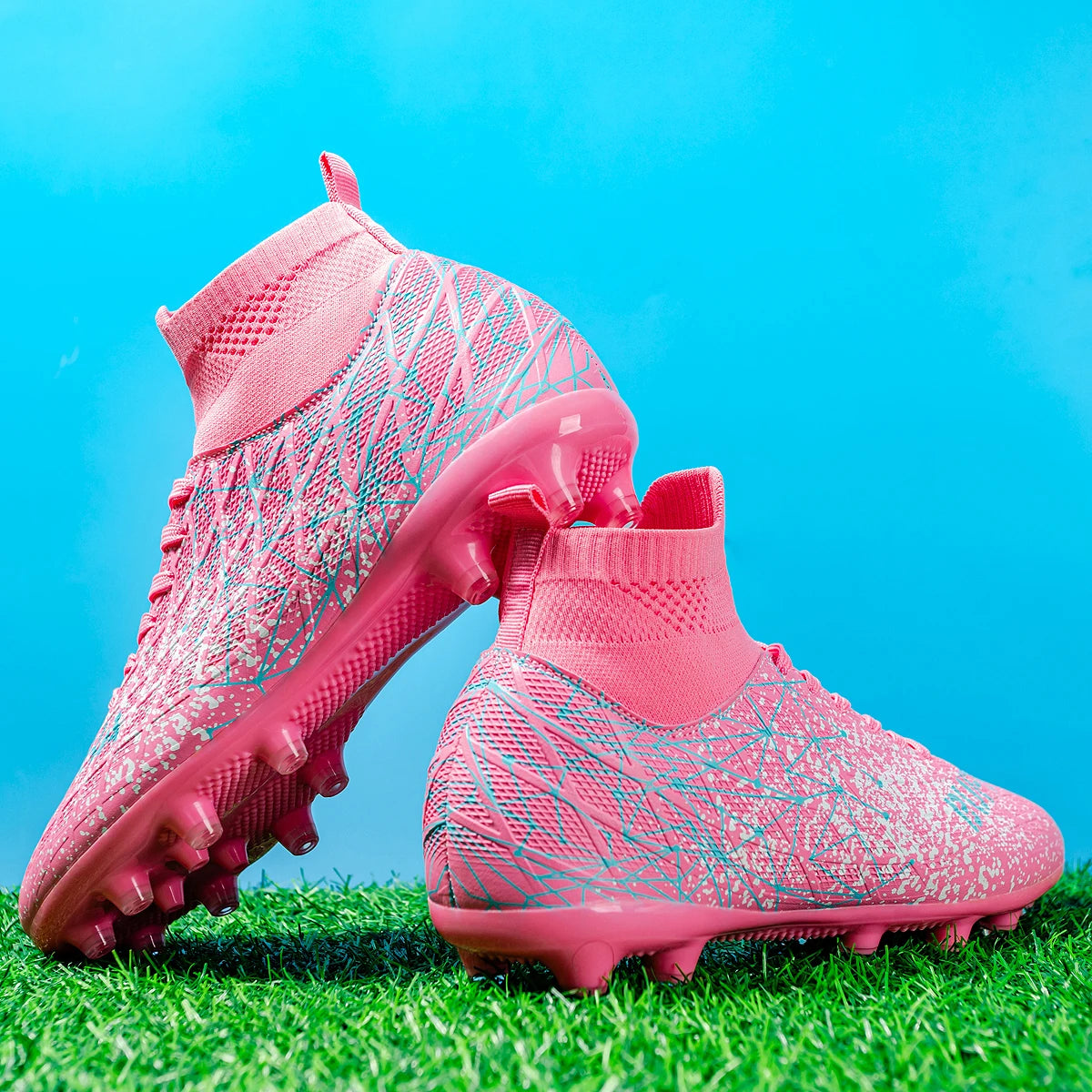 AG/FG Athletic Soccer Cleats PU Fabric Comfort Upper TPU Anti-Slip Long Studs Sole Reliable Quality Adult Kids Training Shoes
