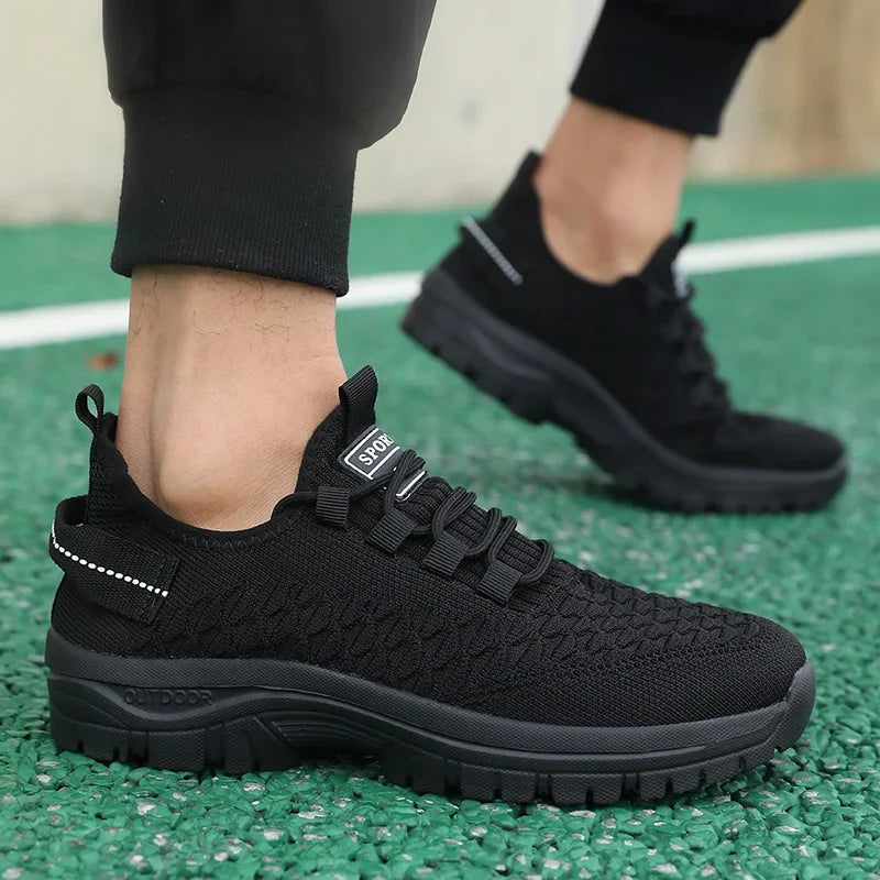 Men's Bright Yellow Outdoor Sneakers Breathable Mesh Construction Shock Absorbing Sports Shoes Stylish Trendy Adventure Footwear