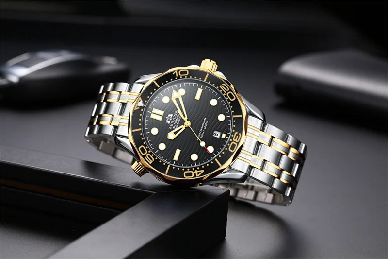 Luxury Automatic Watch for Men Stainless Steel Waterproof Calendar Mechanical Watches Fashion Casual Mens Watches Reloj Hombre
