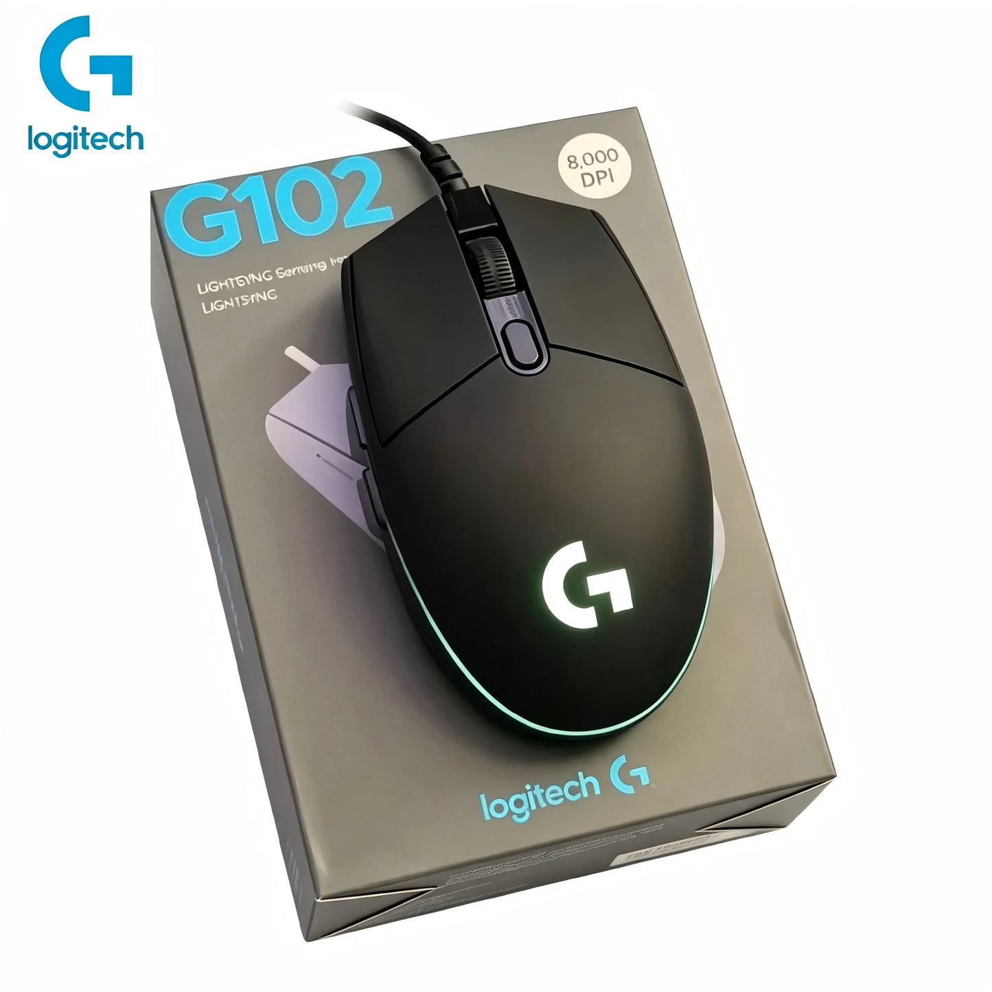 Mouse de gaming cu fir Logitech G102, efect optic, 8000DPI, pentru esports, mouse cu fir G102 USB pentru PC