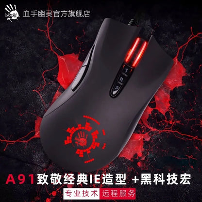 A4Tech Bloody A91 kabelgebundene Maus One-Click Instant Macro Io1.1 Macro Drive optische Engine 8 programmierbare Makros Gaming-Maus