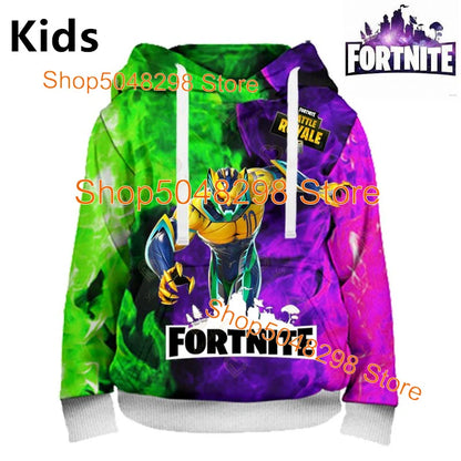 Hot Game Fortnite Hero Print Sweatshirt für Jungen und Mädchen, 3D-Kleidung, lässiger Kinder-Hoodie, für Kinder, Erwachsene, Herren und Damen, Frühlings- und Herbst-Pullover
