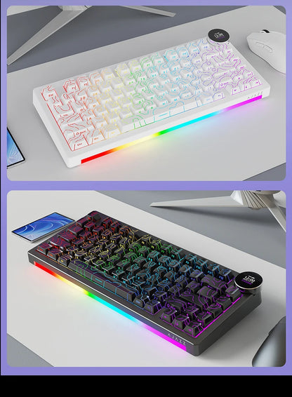 AJAZZ AK820 V2 / AK820 V2 Pro Gaming Mechanical Keyboard 75% ABS 82 Keys 10000mAh Wireless Tri-mode Gamer Keyboard for Laptop PC