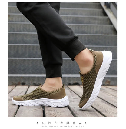 YRZL Lightweight Men's Casual Shoes, Breathable Slip-On Male Casual Sneakers, Anti-Slip Men's Flats, Outdoor Walking Shoes Size 39-46