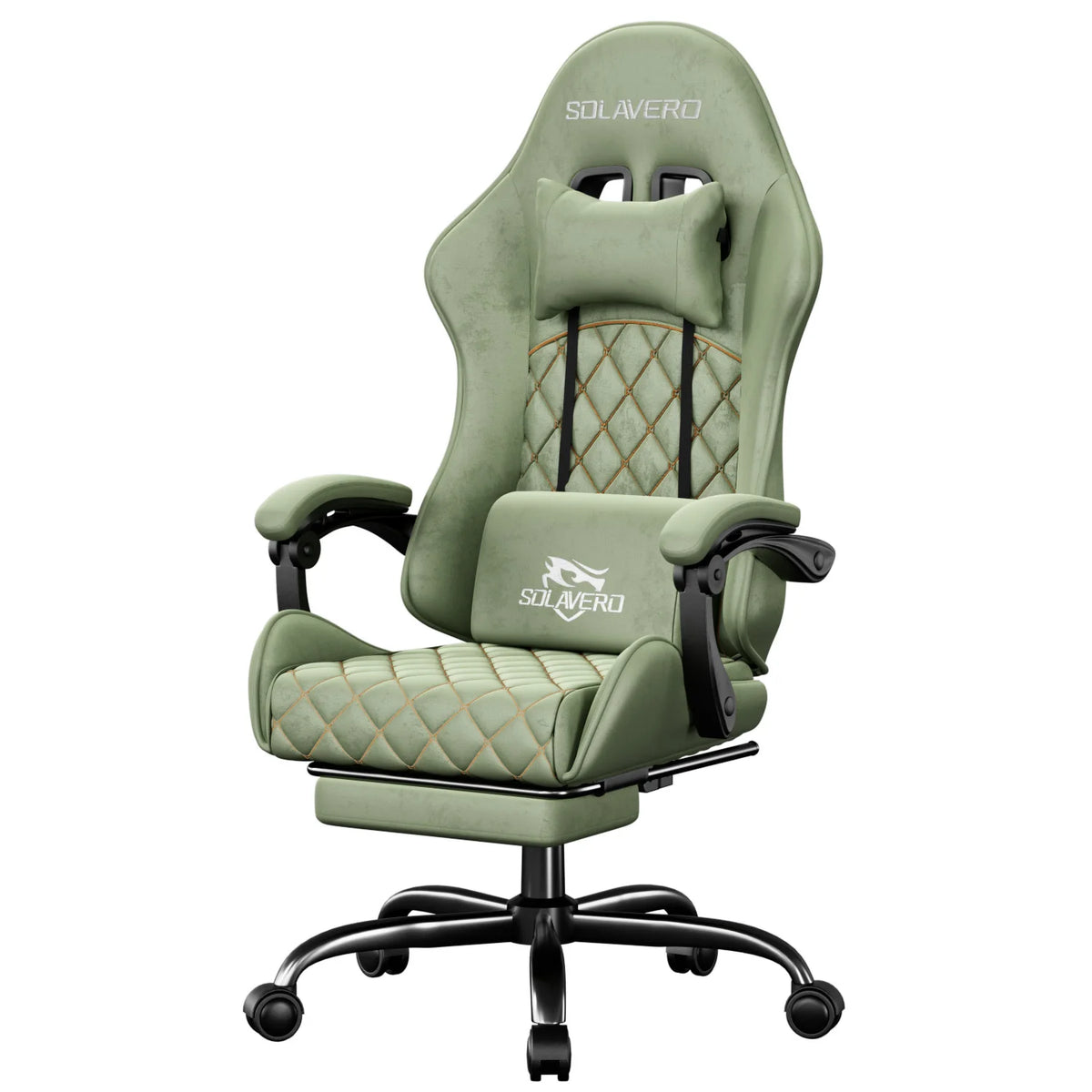 Ergonomic Massage Gaming Chair with Fabric Comfort, Adjustable Computer Office Chair, 360° Swivel Reclining Game Chair with Headrest & Lumbar Support