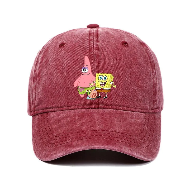Fashion Cute SpongeBobs Baseball Cap Movie Cartoon Role Adult Men Women Sport Casual Sunshade Adjustable Anime Peaked Mesh Hat