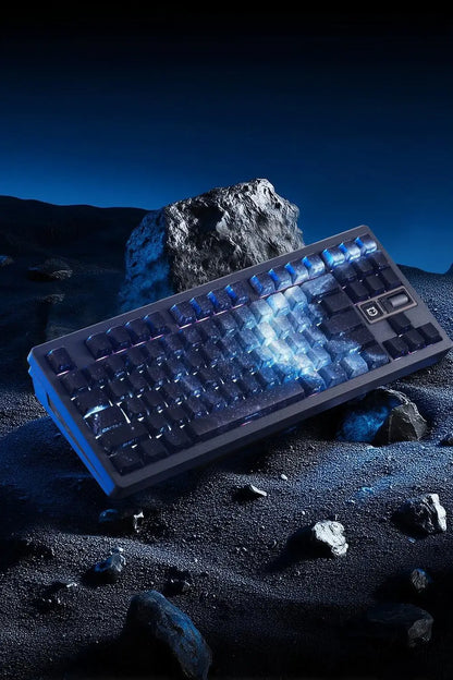 Purple Galaxy Gradient Side Carving Transparent Cherry Keycap PBT 135 Key Compatible with 60/64/84/98/108 Mechanical Keyboard